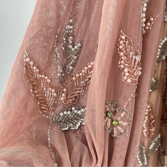 Mac Duggal 93755 Size 14 Floral Beaded Surplice V-Neck Long Balloon Sleeve Gown - Picture 10 of 16